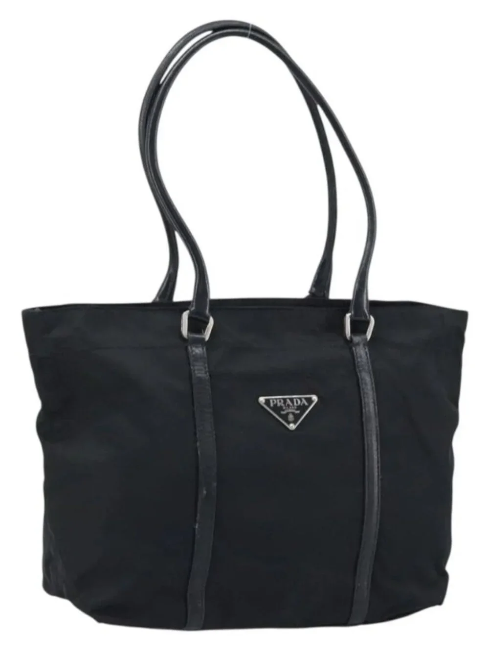 PRADA Tote Bag Nylon Black Silver Auth BA10973 - Picture 1 of 15